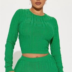 Fashion Nova Vibrant Green Geometric Crop Top